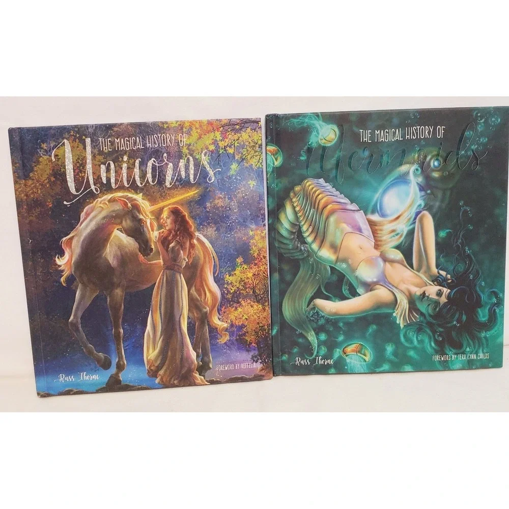 Set of 2 The Magical History of Mermaids and Unicorns By Russ Thorne Foreword